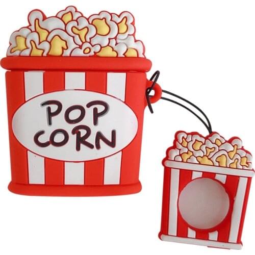 3D Popcorn Earphone Case For Airpods 1/2 Pro 3 Wireless Bluetooth Earbuds Charging Box Case Cartoon Silicone Soft With Ring Case