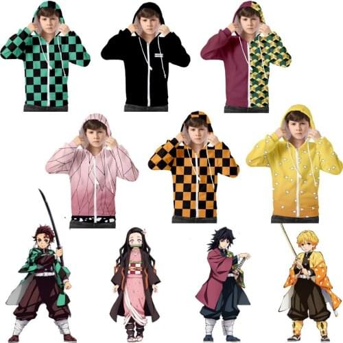 Kids Anime Demon Slayer Kimetsu No Yaiba Tanjiro Kamado Nezuko Cosplay Costume Hoodies Plus Size Jackets Boy Girl Halloween coat