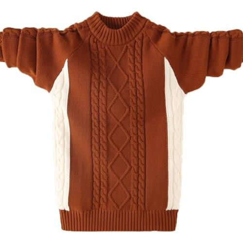 Kids Knitted Pullover Sweater Autumn/Winter Children Patchwork Warm Sweater For Teen Big Boys 6 8 10 12 14 16 Years Dwq567