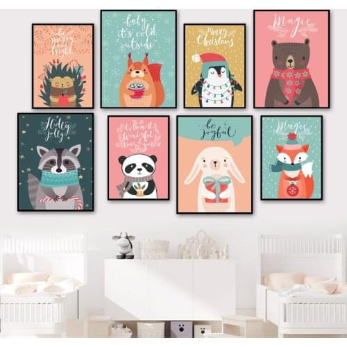 Raccoon Squirrel Panda Hedgehog Rabbit Star Wall Art Canvas Painting Nordic Posters And Prints Wall Pictures Kids Room Decor