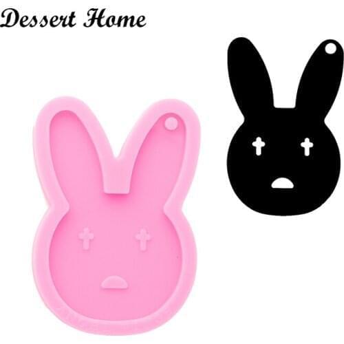 DY0832 Bright Resin Art diy Rabbit Mould , Easter Eggs Resin Silicon Mold for Keychain , Bunny DIY Epoxy Jewellery Making