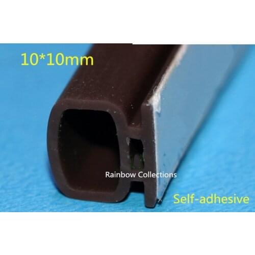 10*10mm 5M Self-adhesive Silicone rubber sealing strips crash soundproof door strip security door Coffee/Clear