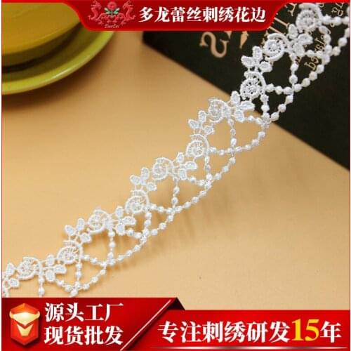 2cm Polyester Silk PT Bright Thread African Lace Fabric 2020 High Quality Lace Sewing Embellishments for Clothing Collar Lace