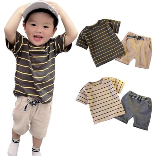 Summer Suit Infant Boy Newborn Baby Casual Vitality Clothing Set 2PCS Home Service Children Round Neck T-Shirt Top Shorts Outfit