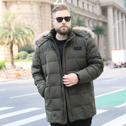 175KG Bigger sizes fashion men hooded stand collars down jacket Large yards man warm winter coats Male white duck down coat