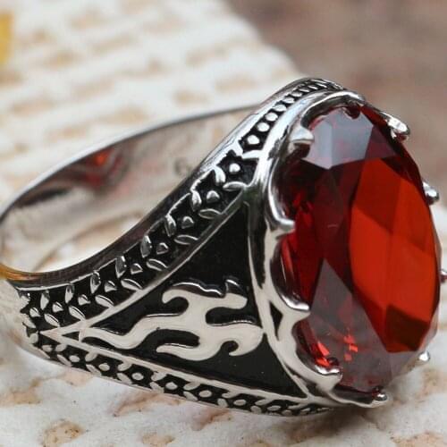Fashion Classic Style Oval Natural Gemstone Male Ring 925 Sterling Silver Mens Ring