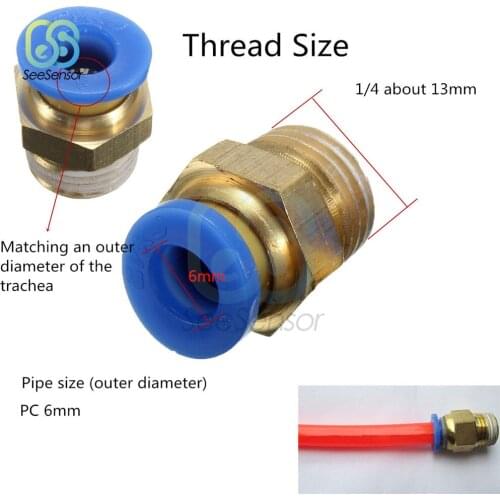 1/4" BSP Male Thread Air Pipe Connector PC Air Pneumatic Fitting 6mm Hose Tube Brass Fitting Air Compressor Parts