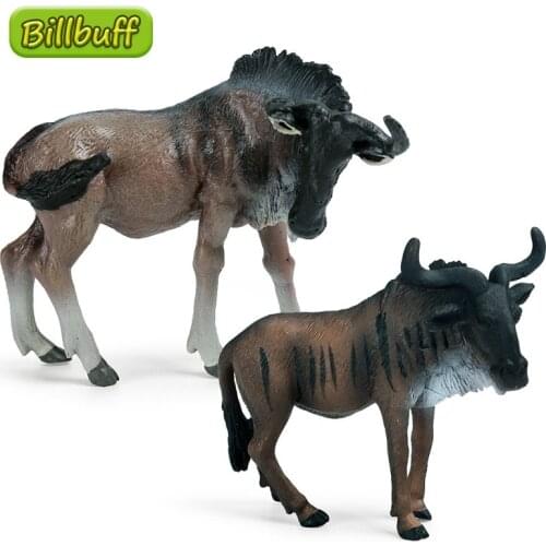 New Simulation Wild Animal PVC Solid Wildebeest Model Action Figures Collection Miniature Cognition Educational Toy for Children