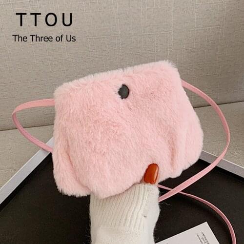 Solid Color Plush Material Messenger Bags New Original Design Tote Female Small Shoulder Bags Simple Shopping Female Handbag