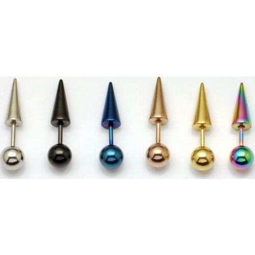 Wholesale 6mm ball titanium 60pcs mens punk earrings spike earrings fake stud earring