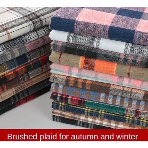 Sanded Plaid Shirt Fabric Geometric Pattern Coat Pants Clothing Dress Diy Color Grid Sewing Brocade Polyester Fiber Cotton Scarf