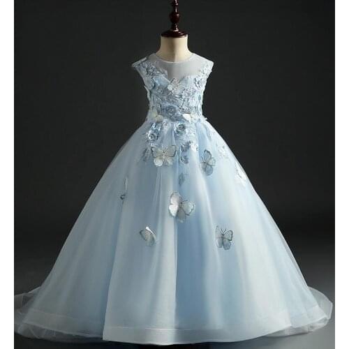 Baby Girl Dresses Trailing Baptism Dress Newborn 1st Birthday Party Wedding Gown Butterfly Floral Infant Christening clothing