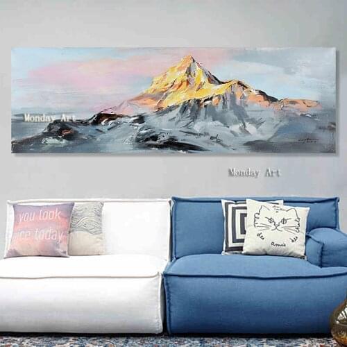 Handpainted Colorful Ocean Large Abstract Poster Canvas Art Landscape Oil Painting Wall Pictures For Living Room Modern no frame