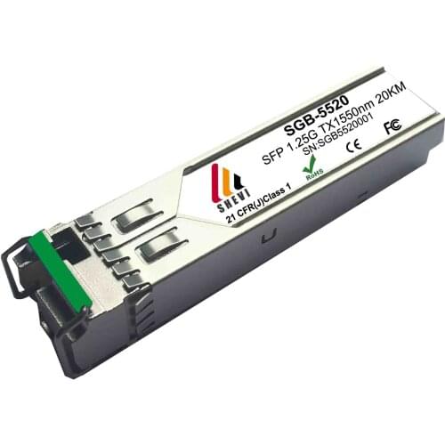SFP for 1000BASE 1550/1310nm 20km Single Mode Optical Fiber Transceiver Module