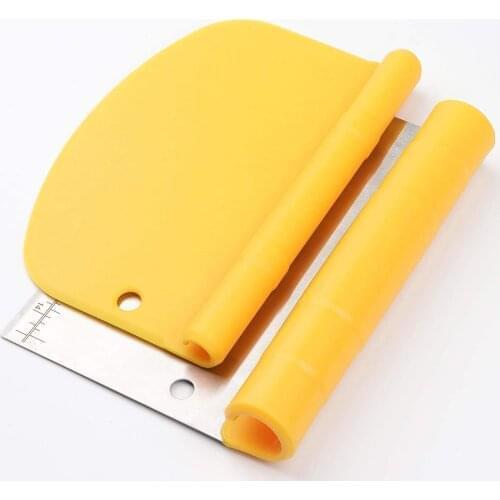 NanaHome Bench Scraper for Baking, Stainless Steel Dough Scraper/Cutter/Chopper and Flexible Plastic Bowl Scraper Set - Pastry