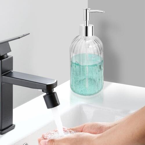 13 Oz Glass Soap Dispenser, Refillable Lotion Soap Dispenser for Bathroom, Kitchen Sink, Hand Soap, Dish Soap