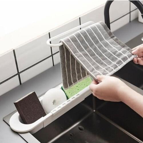 Sink Drainer Kitchen Organizer Dish Drainer Telescopic Sink Racks Soap Sponge Holder Towel Stand Sink Shelf Tray Kitchen Storage