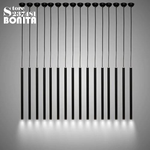Led droplight loft modern hanging lights for dining room Small long tube cylinder Round tube black aluminum cord pendant lamp