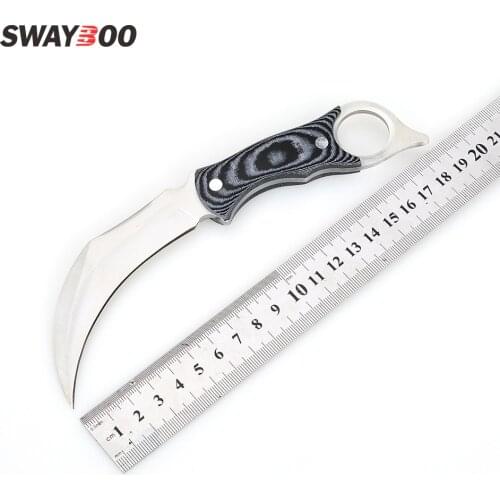 Swayboo tactical karambit knife fixed blade camping knife G10 handle Hunting Knives Survival scorpion camping sheath knifes