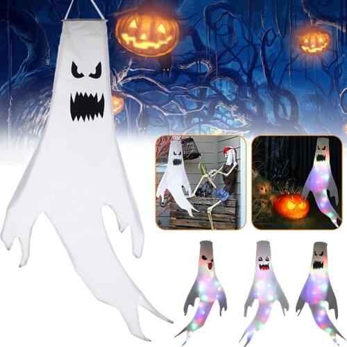 Happy Halloween Windsock Fun Ghost Face Windsock Flag Hanging Outdoor Decoration For Yard Garden Patio Home Halloween Decoration