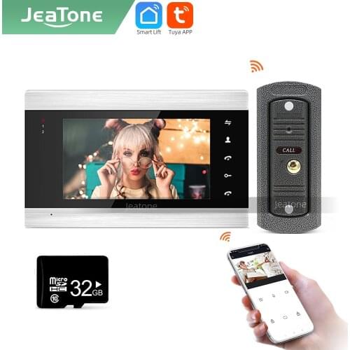 Jeatone Tuya smart 7 inch WIFI video intercoms for home indoor Monitor Support SD card Motion Detection remote control ship RU