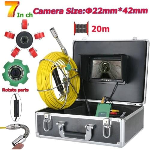 7inch 22mm Pipe Inspection Video Camera, 20M 30M 40M IP68 Waterproof Drain Pipe Sewer 1000 TVL Camera with 6W LED Lights
