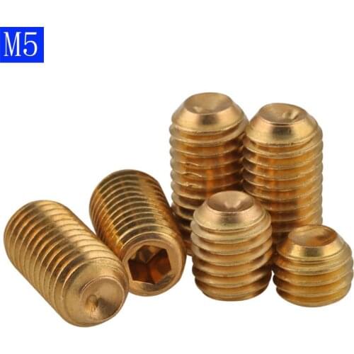 M5 x 0.8 ( 5mm ) Solid Brass Grub Screw Cup Point Hex Socket Set Screws DIN 916 bolts
