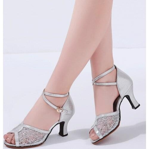Ballroom dance shoes latin woman sequins high heels big size professional Salsa tango latin dance shoes woman 5.5 cm
