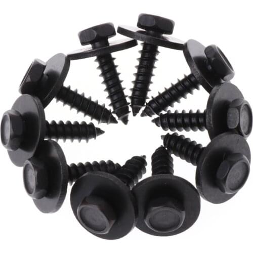 10 Pcs 4.8x19mm Self-Tapping Screws Captive Loose Washer 8mm Hex Head Black N84F