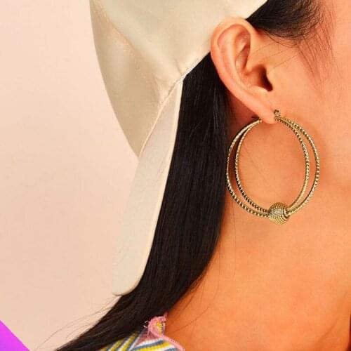 2 large circle combination earrings classic romantic style girl lady jewelry gift 2021 new 2 colors