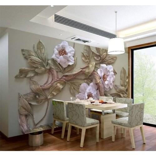 Customize Any Size 3D Wallpaper Mural Stereoscopic Relief Flower Tree Living Room Bedroom TV Background Wall Decoration Mural
