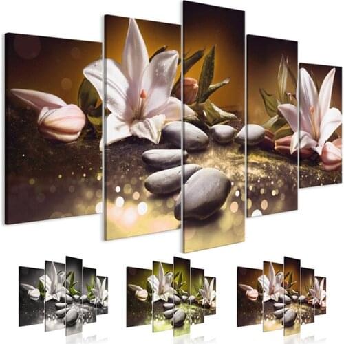 Square,5 pcs Diamond Embroidery"Lilies Flower/Stones"5D,diy,Diamond Painting round,3d picture,Cross Stitch,Diamond Mosaic,decor