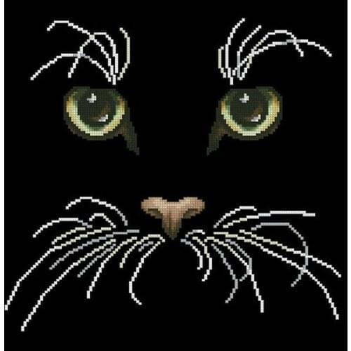 FREE Shipping Top Quality popular counted cross stitch set black kitty cat head 11CT