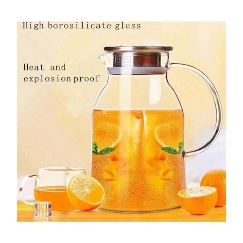 Large capacity cool water bottle glass thickening high temperature cold water bottle flower fruit juice pot set