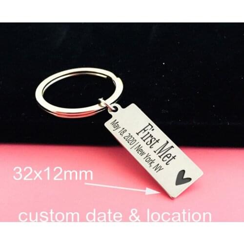Custom Date Location Record Our First Met To Friends Couples Personalized Anniversary Gifts Birthday Surprises Keychain