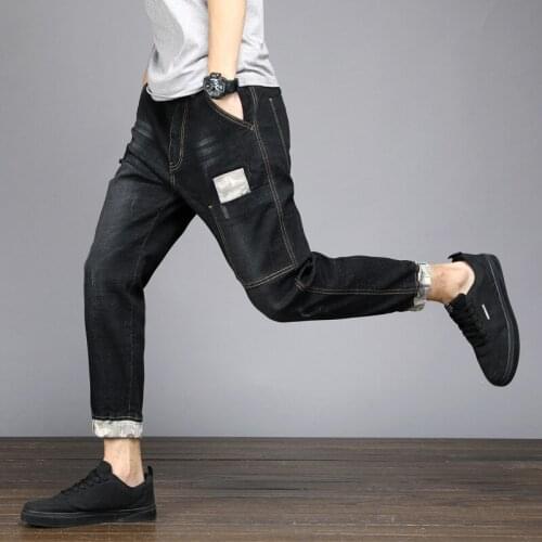 Extra XL Plus Sized Mens Pants Casual Summer Mens Oversized Jeans Loose Cropped Pants Baggy Jeans Printed Jeans Men