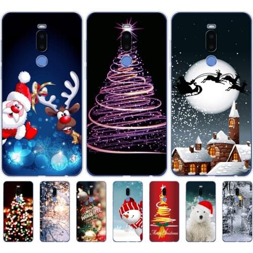 For Meizu X8 Case Silicon Soft TPU Phone Cover Painting Funda for Meizu X 8 MeizuX8 Bumper winter snow christmas happy new year