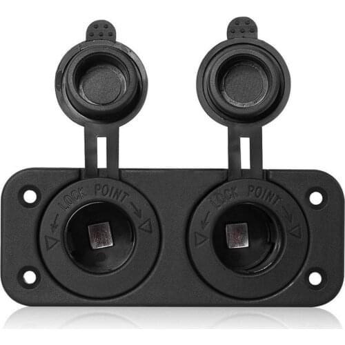 DIY Car Motorcycle Dual Cigarette Lighter Splitter 12V 24V Charger Power Socket Adapter Plate Panel Mount 4 Screws 4 Screw Caps