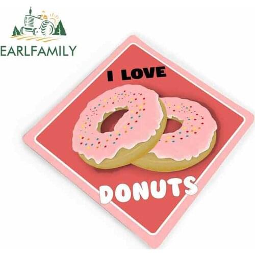 EARLFAMILY 13cm x 12cm Car Stickers I Love Donuts Decal Window Vinyl Sticker Baby on Board Graphic
