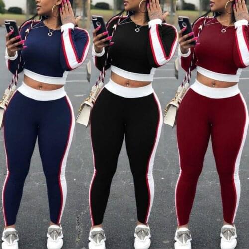 2Pcs Casual Suits Womens Tracksuit Hoodies Sweatshirt Pants Sets Sport Wear