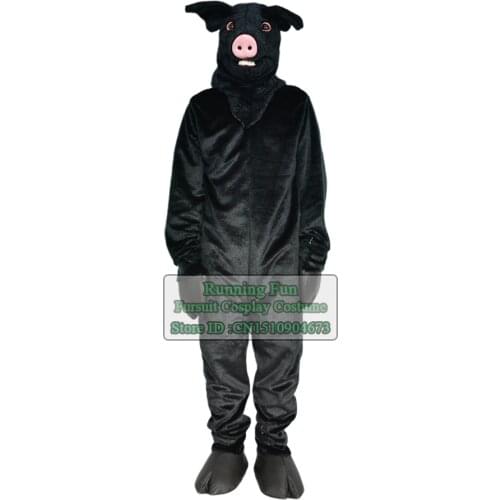 Black Pig Lion Wolf Mascot Costume Animal Fursuit Halloween Adult Cartoon Character Cosplay Furry Suit For Party