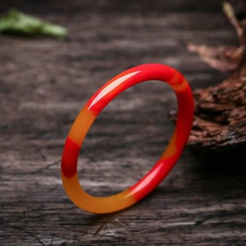 Natural Color Hand Carved Round Jade Bracelet Fashion Boutique Jewelry Mens and Womens Yellow Red Bracelet Gift Accessories