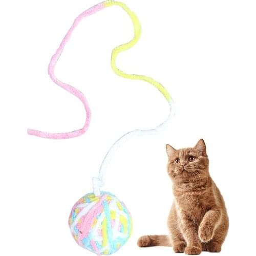 Legendog 1pc Soft Cat Toy Ball Wool Funny Cat Pom Pom Interactive Toy Kitten Play Ball With Bell Pet Supplies Pet Accessories
