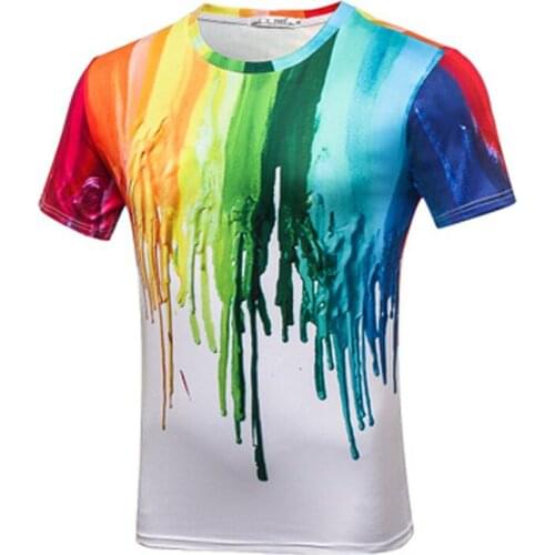 2021 summer mens 3D T-shirt printing ink graffiti splash paint short-sleeved hip-hop style mens fashion cool childrens T-shir