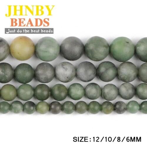 JHNBY Matte African green stone Natural Stone High quality Round Loose beads 6/8/10/12MM Jewelry bracelet making accessories DIY