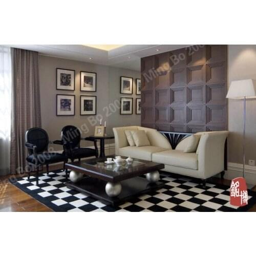 Fashionable art carpet 100% natural genuine cowhide leather puzzle mat