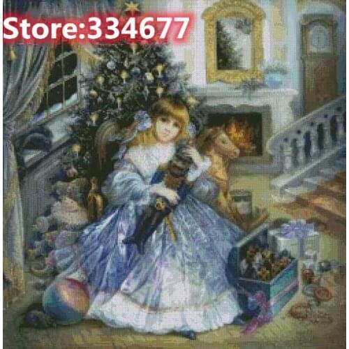 Cute little Girl Child Sewing Kit Top Quality Embroidery Needlework 14CT Unprinted Art Cross Stitch Kits DIY Handmade Decor