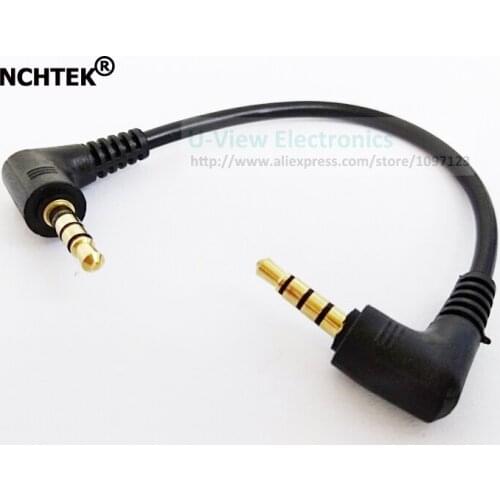 NCHTEK Dual 90 Degree Right Angled 3.5mm 4 Poles Stereo Male to Male Audio Extension Cable About 15CM/Free Shipping/2PCS