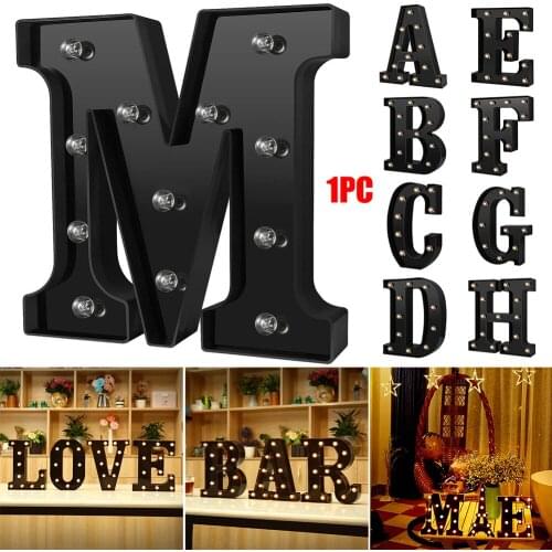 New Led Letters Lights 26 Alphabet Black Decorative Marquee Lamps for Wedding Birthday Home Halloween Xmas Party Decor Light
