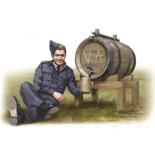 New Unassembled 1/24 Man Sitting with Wine barrel Resin Figure Unpainted Model Kit